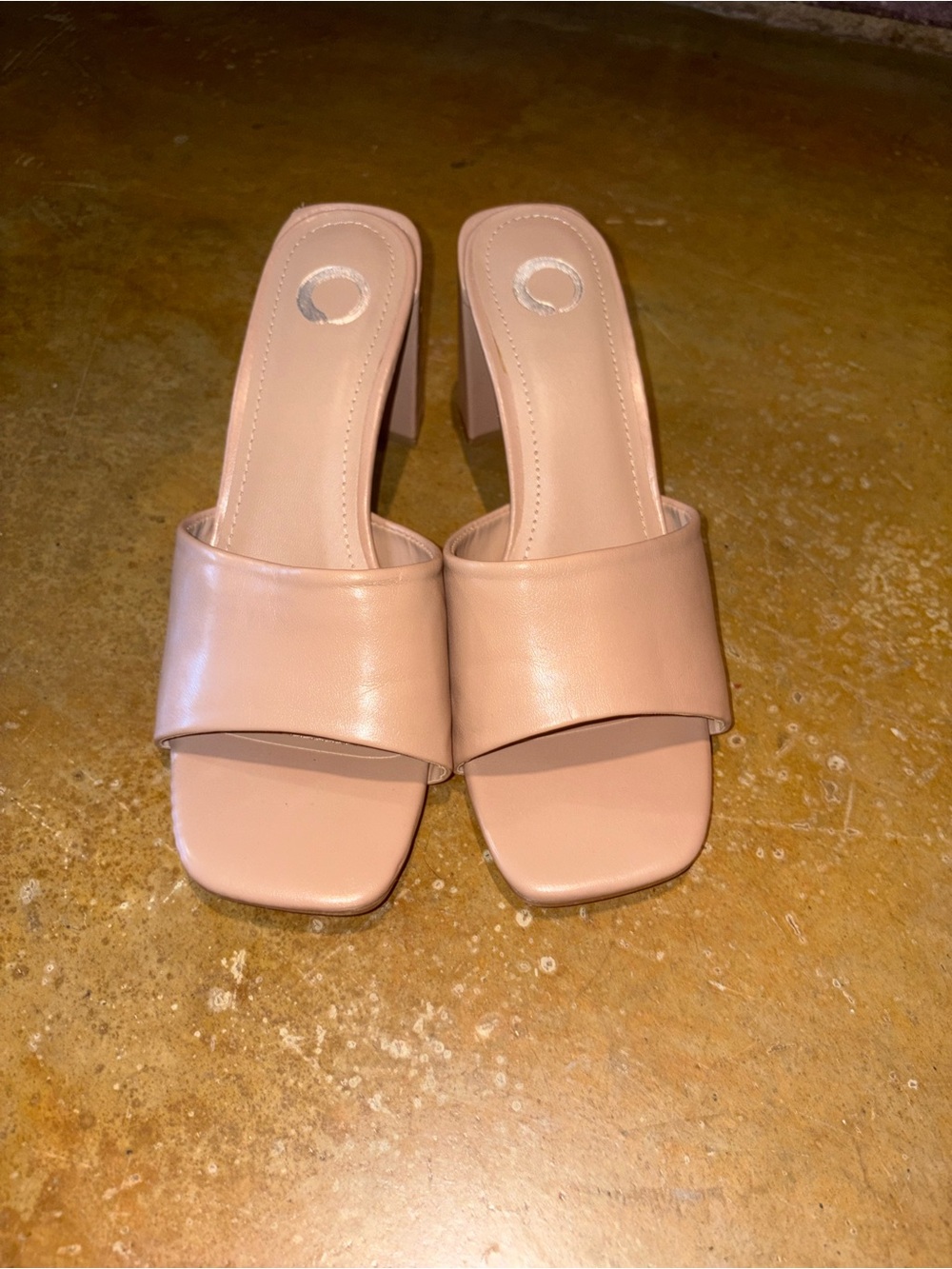 Women's Nude Block Heel Slide Sandals